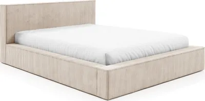A bed with a white mattress on a white background.