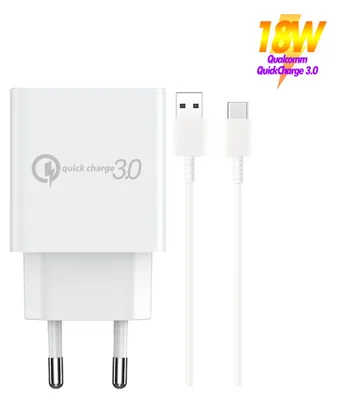 Produktbild von Schnellladegerät  Qualcomm Adapter mit 2M Usb A zu C Kabel für Samsung Galaxy Handys, Smartphone, Galaxy Tab