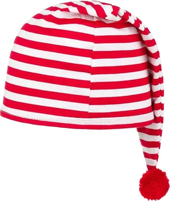 Produktbild von Kinder Schlafmütze mit Bommel - Baumwolle | Rot Weiß Anzahl: 1er Set