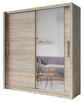 Image de Armoire raumhirsch, bois chêne Sonoma, dimensions : 155 cm (largeur) / 214 cm (hauteur) / 62 cm (profondeur)