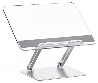 Image de Elzusha - Support de lecture réglable en aluminium et acrylique, adapté aux tablettes et aux livres de cuisine
