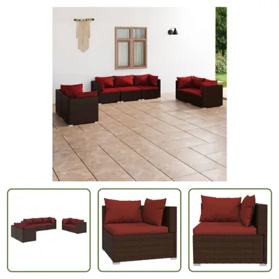 Produktbild von The Living Store 7-tlg. Garten-Lounge-Set mit Kissen Poly Rattan Braun