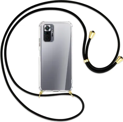 Produktbild von Handykette Backcover-Schutzhülle mit Band (Metall goldfarben) für Xiaomi Redmi Note 10 Pro / Pro Max - schwarz