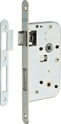 Image de Serrure encastrable à condamnation pour porte de salle de bain et toilettes, axe 50 mm, bouts ronds, zingué - THIRARD