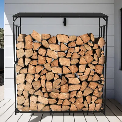 Image de Support pour bois de chauffage - Râtelier pour bois de chauffage - Râtelier à bois de chauffage - Bois pour cheminée - Rangement à bois - Grand support avec toit