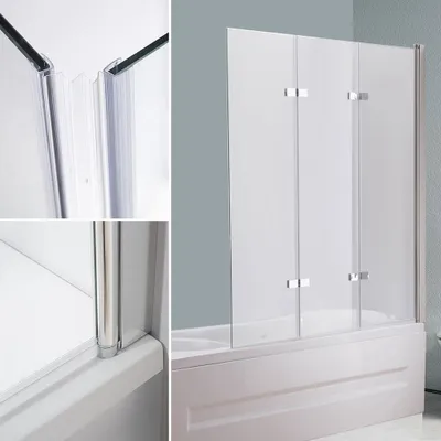 Produktbild von Mucola Duschabtrennung ESG Glas 140x130cm für Badewannen Nano-Beschichtung zusammenfaltbar