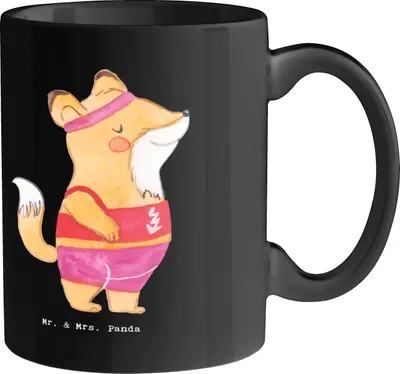 Produktbild von Mr. & Mrs. Panda Becher Radsport Trainerin - Schwarz - Geschenk, Kaffeebecher, Anerkennung, starkes Team, Taktik, Dankbarkeit, inspirierender Spruch, Tasse, Sportart, mit
