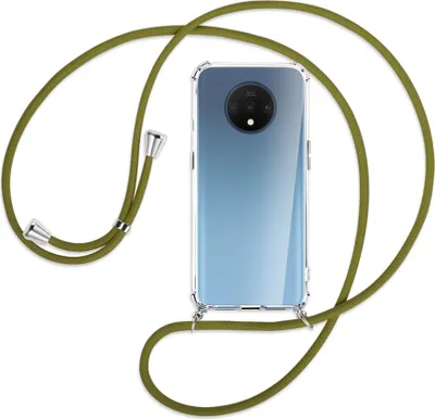 Produktbild von Handykette Backcover-Schutzhülle mit Band (Metall silberfarben) für OnePlus 7T - khaki