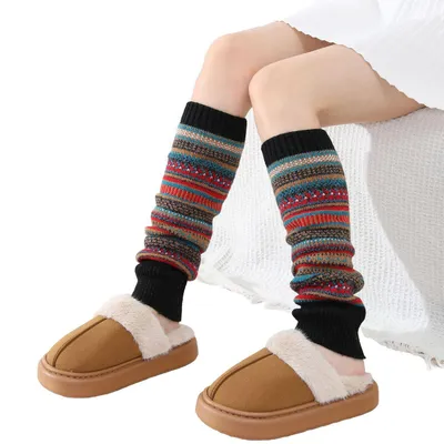Produktbild von 1 Paar Beinwärmer Legwarmers Damen Lange Winter Beinstulpen, Schwarz