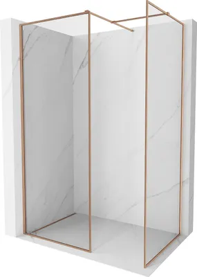 Image de Paroi de douche Walk-in Mexen Kioto-F avec cadre 120 x 115 cm, transparent 8 mm, cuivre brossé - 800-120-202-04-65-115