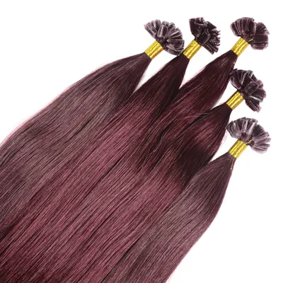 Immagine prodotto di hair2heart Premium Extension capelli umani lisci - 25 ciocche 1 g 60cm 55/65 colore marrone chiaro intenso viola-mogano