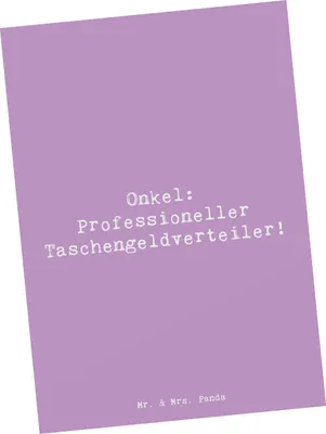 Produktbild von Mr. & Mrs. Panda Grußkarte Spruch Onkel Taschengeld - Lavendeltraum - Geschenk, einzigartige Designs, Patenonkel, Familie, Familienangehöriger, Fotokarte, Postkarten