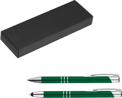 Produktbild von Metall Schreibset / Touchpen Kugelschreiber + Kugelschreiber / Farbe: grün