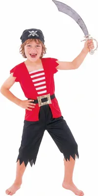 Immagine prodotto di Costume da pirata per bambino rosso-bianco-nero - 134/140 (10-12 anni)