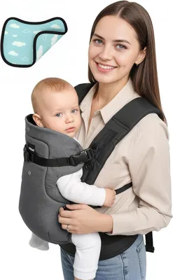 Obrázek produktu pro Univerzální nosítko z bavlněné směsi, vhodné pro děti od 0 do 36 měsíců (3-6 - 14-5 kg), barva: šedá, černá