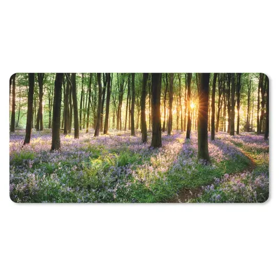 Produktbild von MuchoWow® Schreibtischunterlage Wald - Blumen - Lavendel - Sonne - Lila - Natur 80x40 cm - XXL Mauspad - Gaming Mauspad