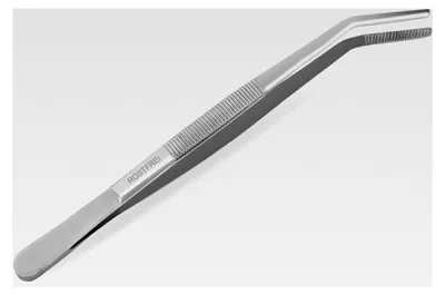 Produktbild von Gebogene Pinzette, 18 cm, mit Innenzahnung aus rostfreiem Edelstahl