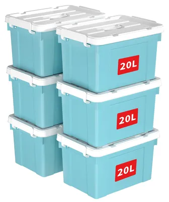 Produktbild von Cetomo 20L*6 Aufbewahrungsboxen, Tragbare Plastikboxen mit Deckeln, Organizer-Be
