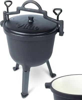Zdjęcie produktu dla Garnek emaliowany na nóżkach z pokrywką, pojemność 8L