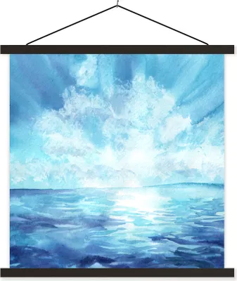 Produktbild von MuchoWow® Textilposter Meer - Himmel - Sonne 60x60 cm mit schwarzem Rahmen - Posteraufhänger