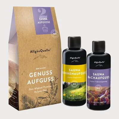 Produktbild von Saunaaufguss Kleiner Genuss Saunaduft 2 x 100ml mit Lavendel, Himalaya Zeder und Mandarine, Lemongrass und Ylang-Ylang