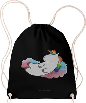 Produktbild von Mr. & Mrs. Panda Baumwolltasche Einhorn Wolke 7 - Schwarz - Geschenk, Einhörner, Jutebeutel, Unicorn, Stoffbeutel, Lustig, Säckchen, Verliebt, Beutel, wander rucksack