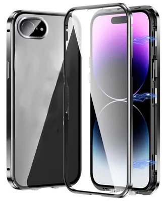 Produktbild von Handyhülle für Apple iPhone 17e / 16e Tasche 360 Magnet Glas Bumper Metall Hülle