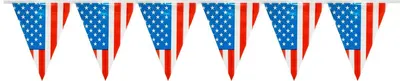 Produktbild von Wimpelkette mit USA-Flaggen-Motiv, 10 Meter lang, 26 cm hohe Wimpel, wetterfest