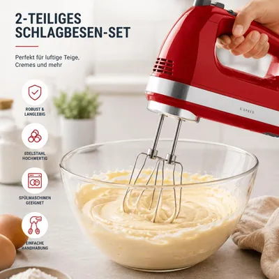 Immagine prodotto di Set di 2 fruste per frullatore a immersione KitchenAid – Fruste in acciaio inossidabile per panna, creme, impasti e dessert