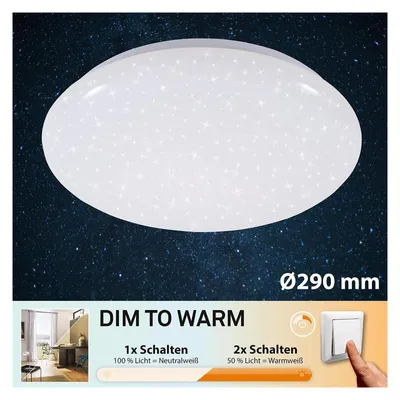 Produktbild von Deckenleuchte Briloner LED Deckenlampe 15W Sternenhimmel Lichtfarbensteuerung Rund Weiß