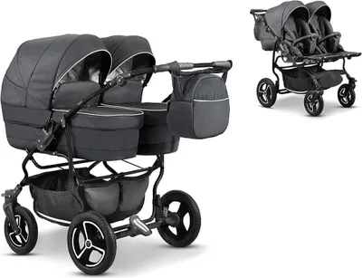Produktbild von Zwillingskinderwagen 2 in 1 Twin Star inkl. Sportsitze - 10 Teile - in 16 Farben