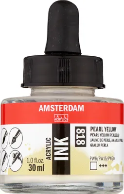 Zdjęcie produktu dla Amsterdam Tusz akrylowy butelka 30 ml perłowy żółty 818