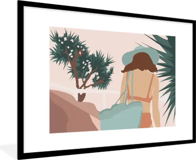 Produktbild von MuchoWow® Gerahmtes Poster Sommer - Frau - Abstrakt 90x60 cm - Poster mit Schwarzem Bilderrahmen Wandposter Rahmen Foto Bilder - Wanddekoration - Fotos