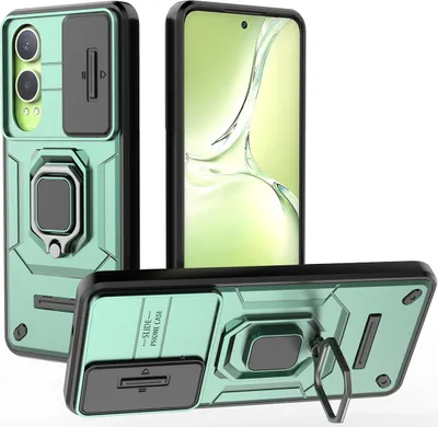 Obrázek produktu pro Pouzdro pro Oppo K12X dvouvrstvé pouzdro s posuvnou ochranou kamery a držákem prstenu, stojánek zelené