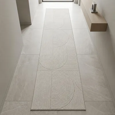 Obrázok produktu pre Nízky koberec sivej farby s moderným geometrickým vzorom, ľahko sa udržiava, rozmer: 80 x 300 cm