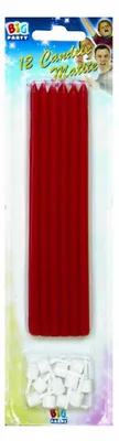 12 Teelichtstifte mit roten Haltern, 15 cm, rot