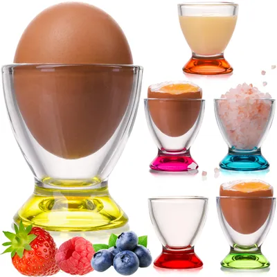 Produktbild von PLATINUX Eierbecher Set bunt aus Glas (6-Teilig) Eierständer Frühstück Egg-Cup Eierhalter Brunch