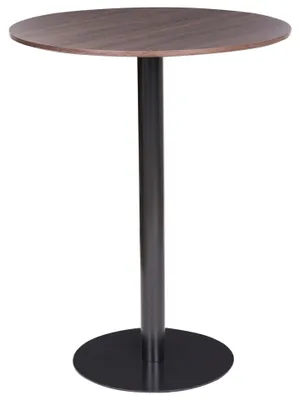Produktbild von BELIANI Outdoor Bartisch Dunkelbraun u. Schwarz MDF-Platte Rund 80 cm mit Standfuß Metallgestell Moderner Bistrotisch für Garten Balkon Terrasse