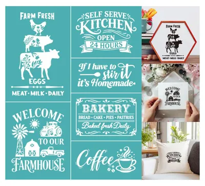 Productafbeelding van Set van 2 Herbruikbare Schablonen voor Landhuiskeuken Decoratie
