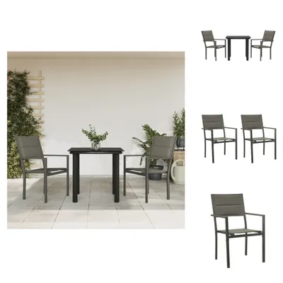 Image de vidaXL Ensemble de jardin 3 pièces noir acier et textilène - Ensemble de meubles de jardin