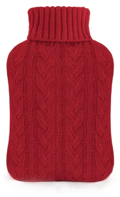 Image de Bouteille d'eau chaude de 2 litres avec housse en tricot, grande bouteille d'eau chaude (rouge vif)