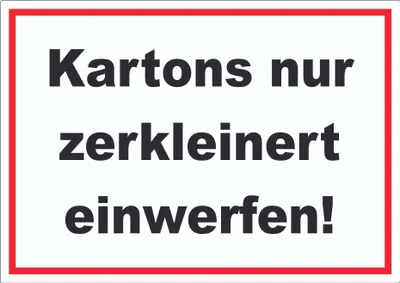 Produktbild von Kartons nur zerkleinert entsorgen Aufkleber A9 (37x52mm)