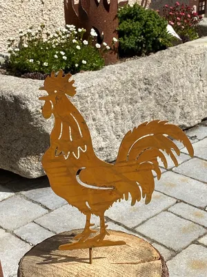 Produktbild von Edelrost Hahn Heinrich mit Schraube - Höhe 24,5 cm
