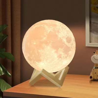 Productafbeelding van Maanlamp 3D - 15 cm - 16 kleuren - Traploos dimbaar - Afstandsbediening - Nachtlampje
