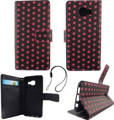 Produktbild von Handyhülle Tasche für Handy Samsung Galaxy A3 2016 Polka Dot Schwarz Pink