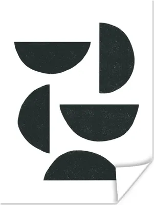 Produktbild von MuchoWow® Poster Geometrische Figuren - Abstrakt - Schwarz 120x160 cm - Wandbilder