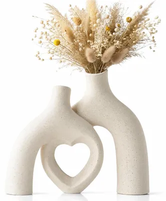 Keramikvase mit Herz, cremeweiß, 26,8 cm breit, 22,9 cm hoch
