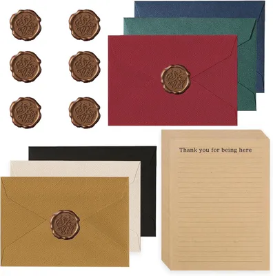 Produktbild von Briefpapier Set 22-teilig, A5, mit Leinenumschlägen und Wachssiegeln, für Geburtstag