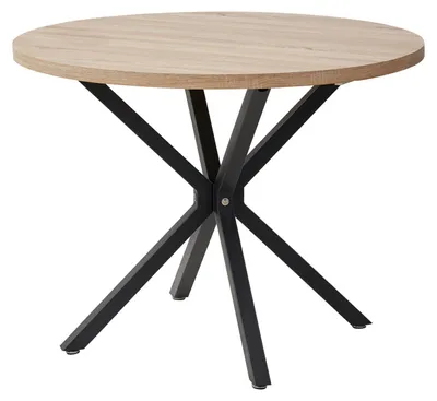 Zdjęcie produktu dla Stół okrągły w stylu nordyckim - blat szklany - średnica 100 cm - dla 4 osób - metalowa konstrukcja - minimalistyczny, nowoczesny design - jasnobrązowy