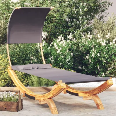 Image de vidaXL Hamac avec toit 100x216x162cm Épicéa massif Anthracite